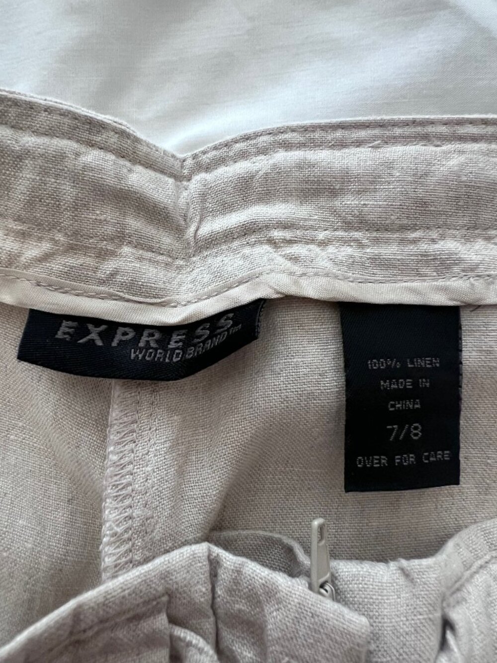 Express Womens Cream 100% Linen Wide Leg Pants Size 7/8 - Picture 4 of 6